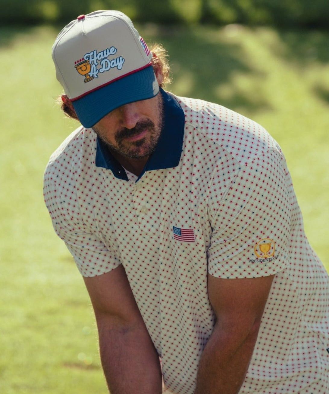 Have A Trophy Day USA Rope Hat Blue - Breezy Golf