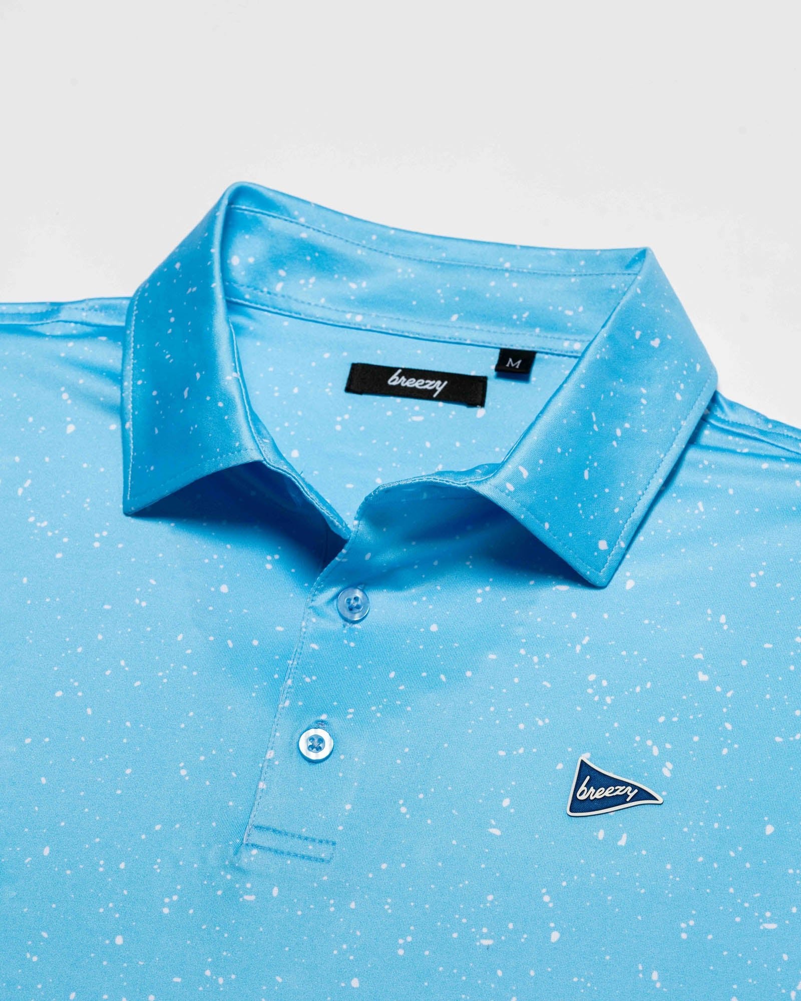 The Sky Blue Splatter Polo | Breezy Golf | Performance Golf Apparel