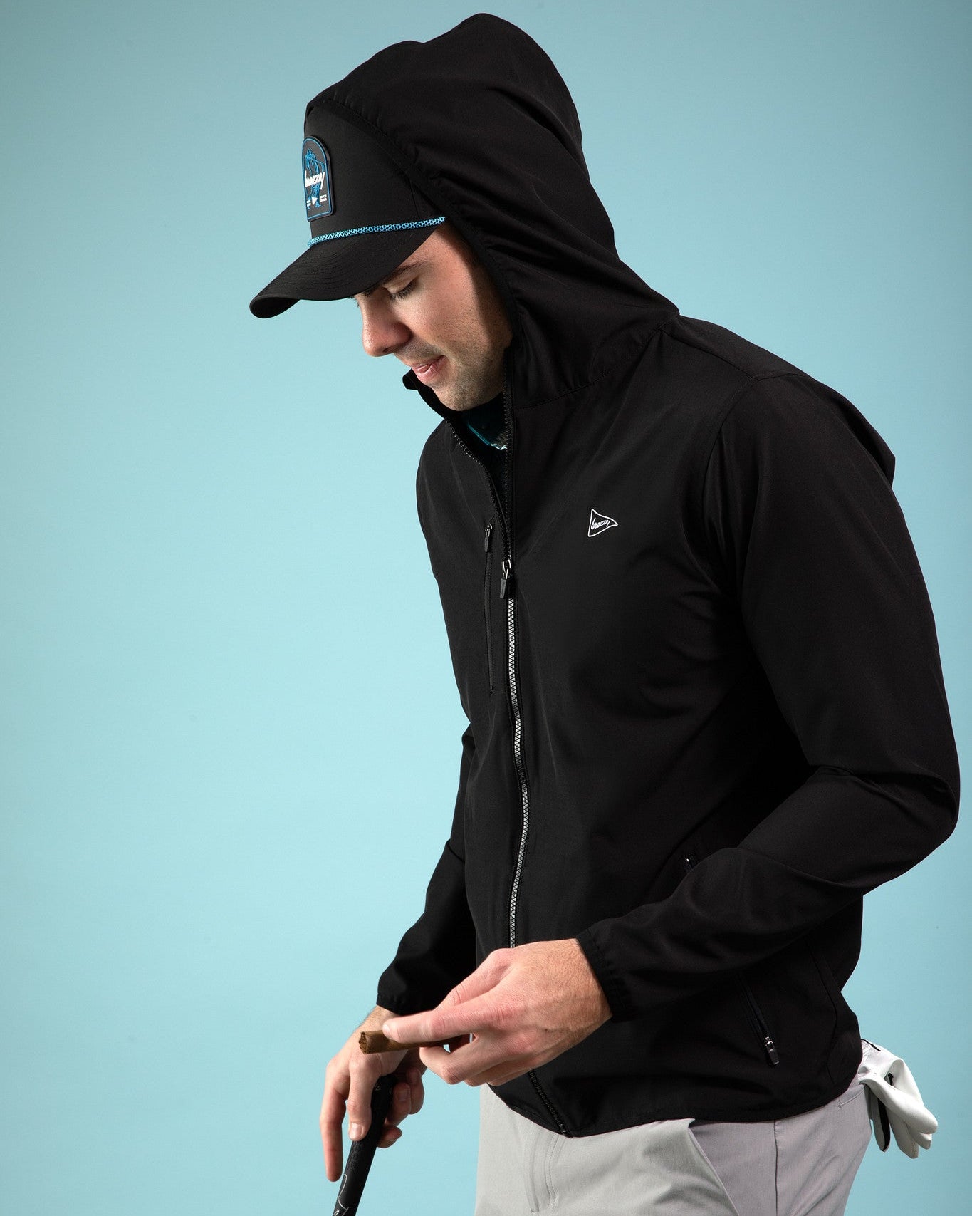 The Breezy Rain Jacket Black - Breezy Golf