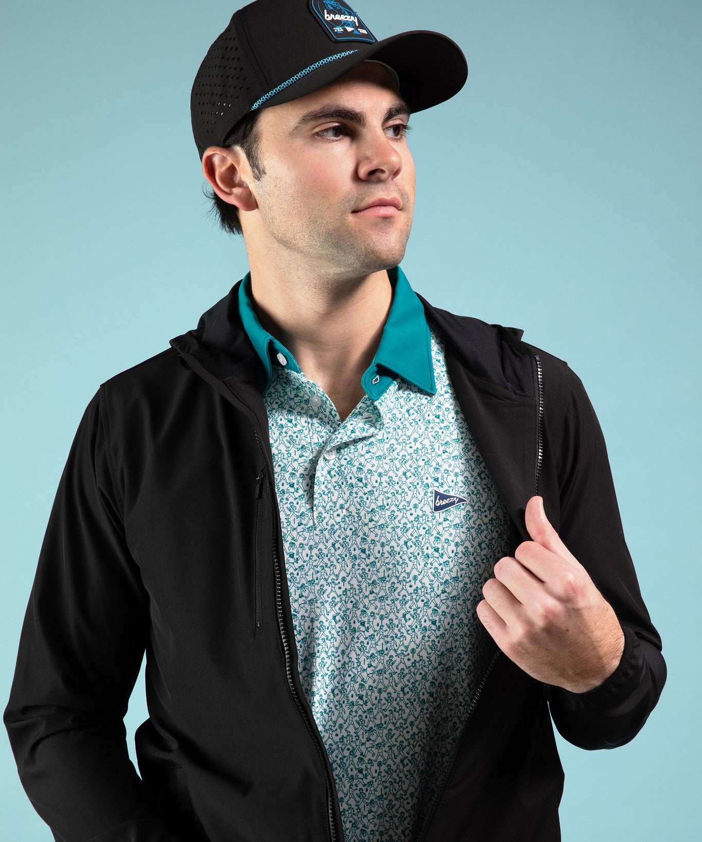 The Breezy Rain Jacket Black - Breezy Golf
