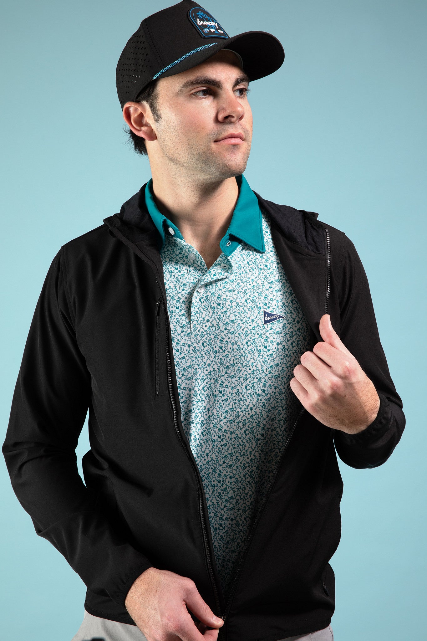 The Breezy Rain Jacket Black | Breezy Golf | Performance Golf Apparel