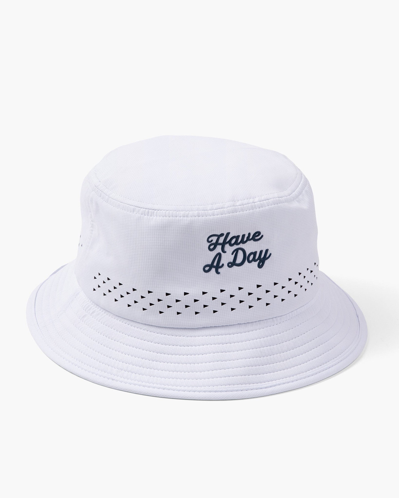 Have A Day White Perforated Bucket Hat - Breezy Golf
