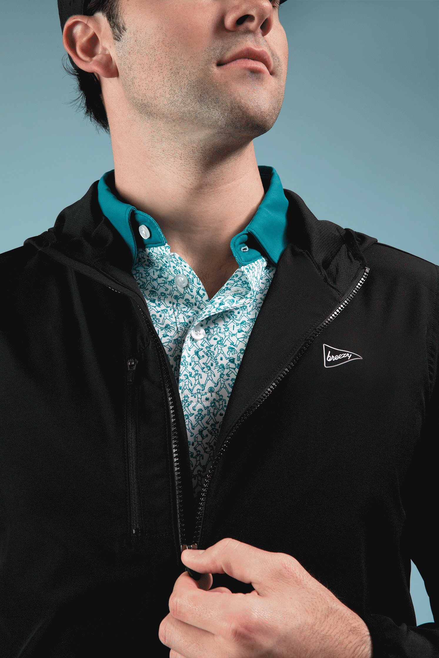 The Breezy Rain Jacket Black | Breezy Golf | Performance Golf Apparel