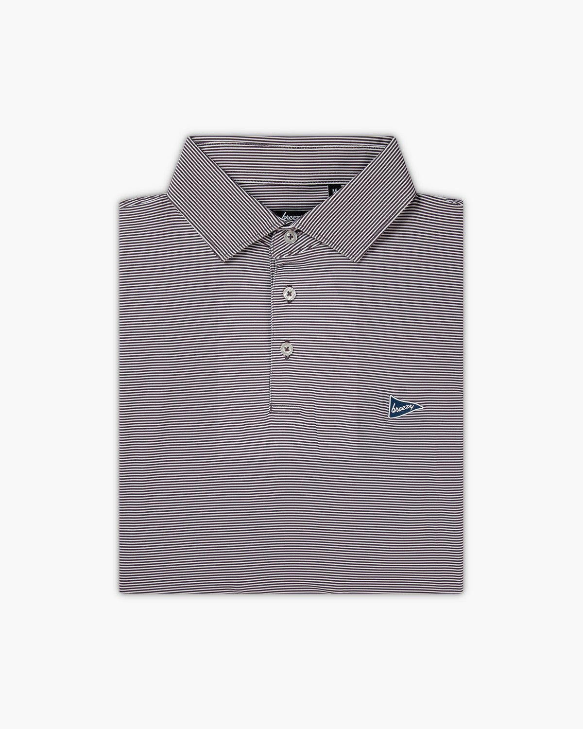 The Striped Polo Maroon - Breezy Golf