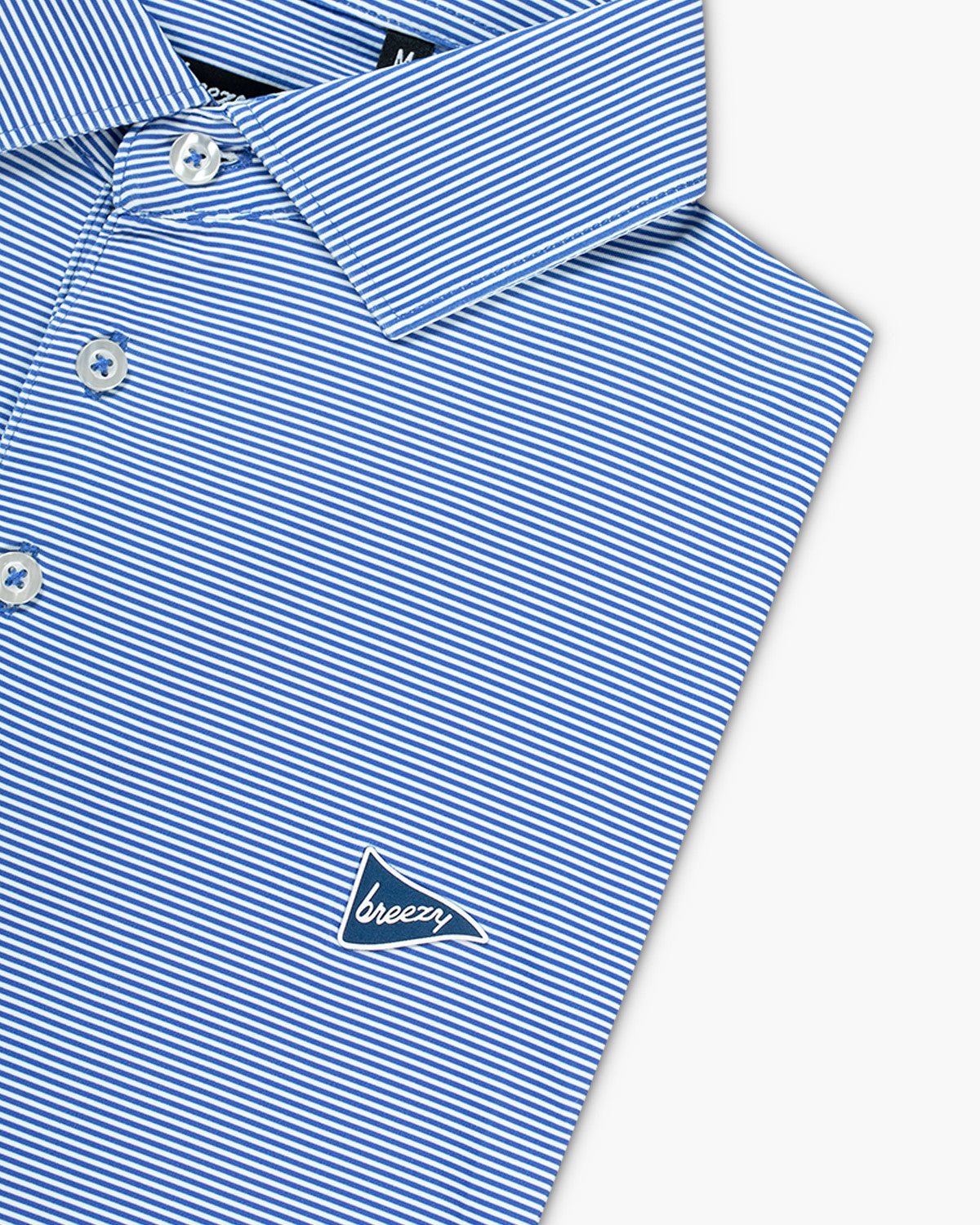 The Striped Polo True Blue - Breezy Golf