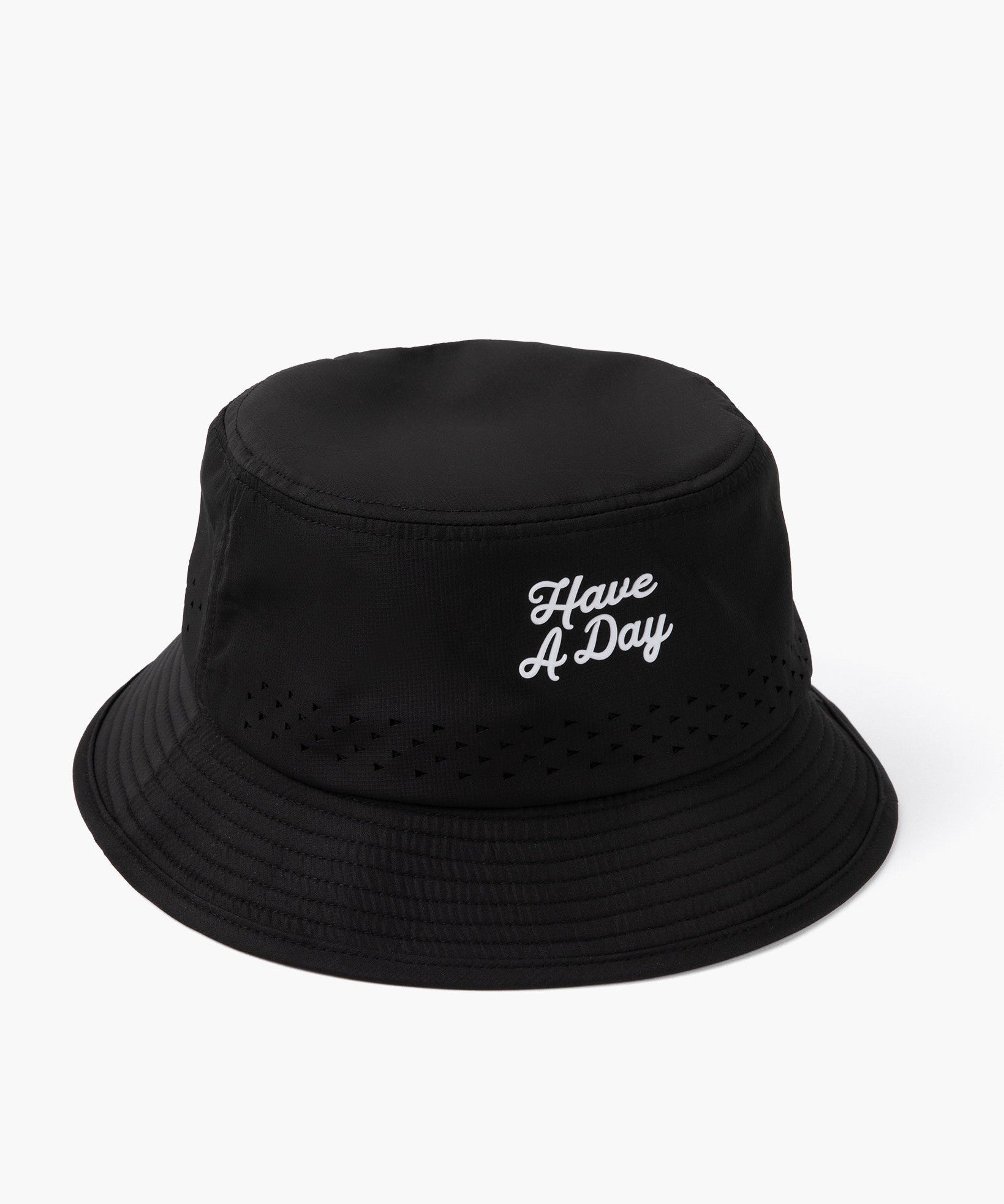 Have A Day Black Perforated Bucket Hat - Breezy Golf