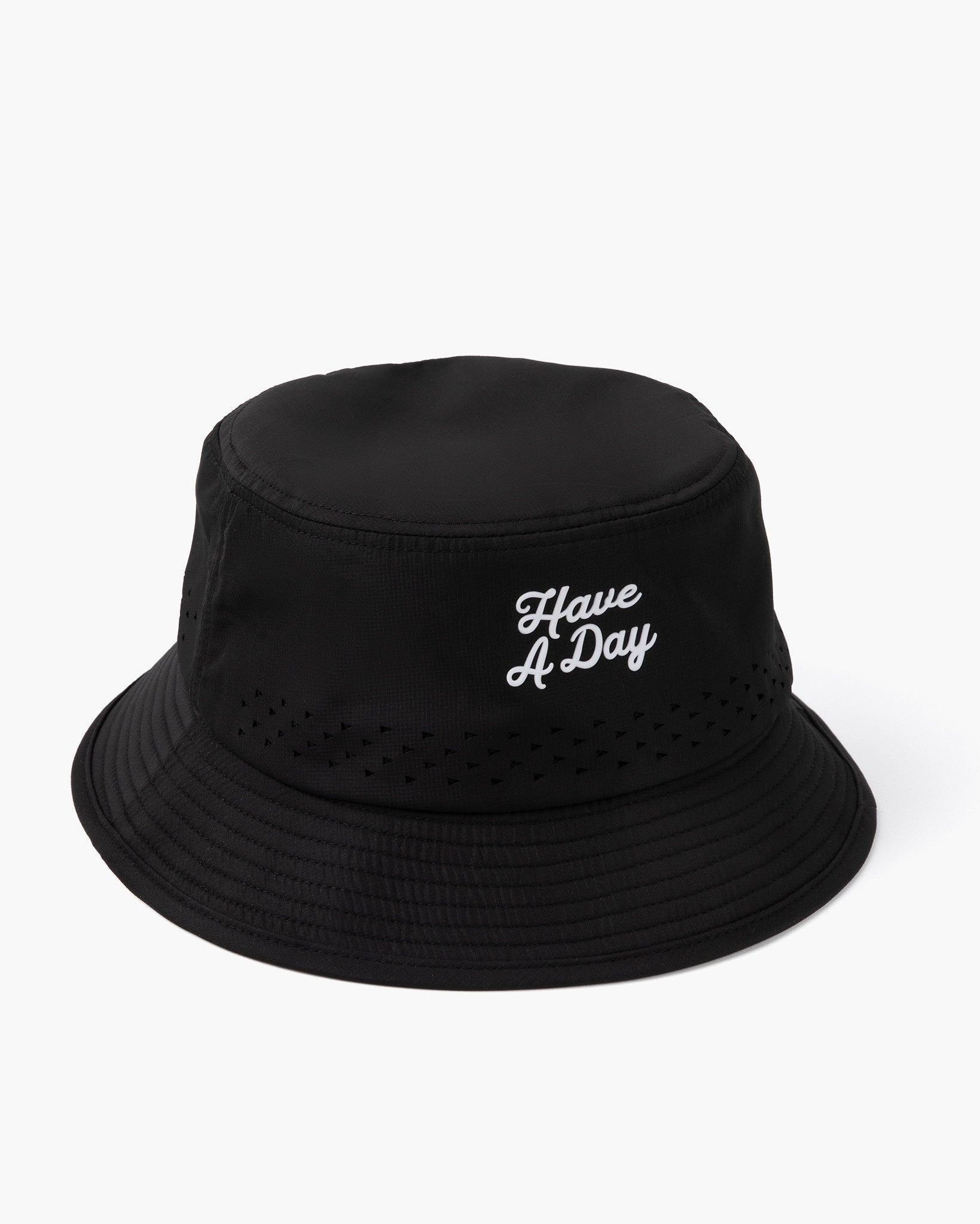 Have A Day Black Perforated Bucket Hat - Breezy Golf