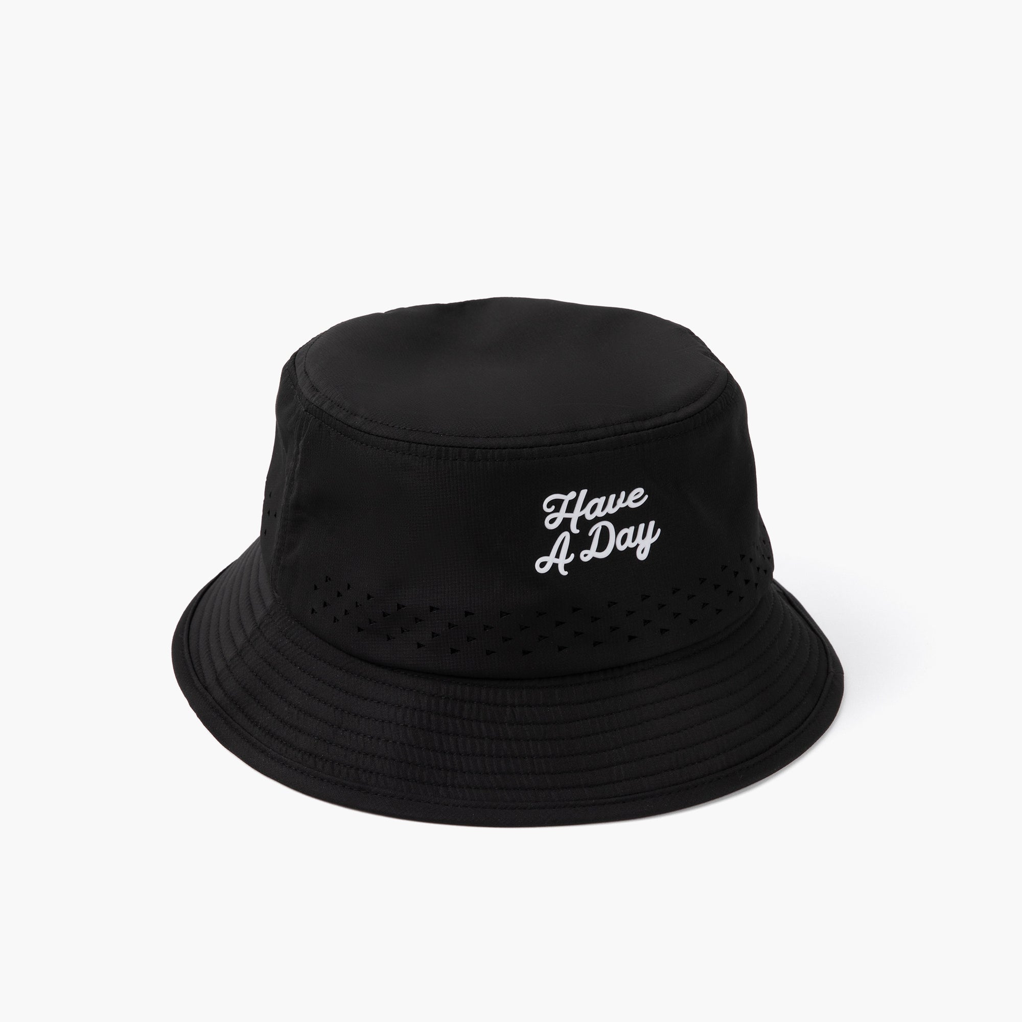 Have A Day Black Perforated Bucket Hat - Breezy Golf