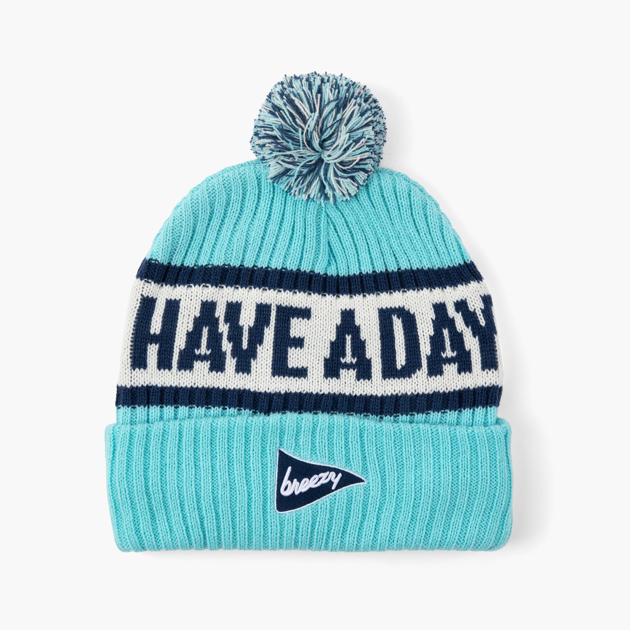 Have A Day Knit Beanie Light Blue | Breezy Golf | Performance Golf Apparel