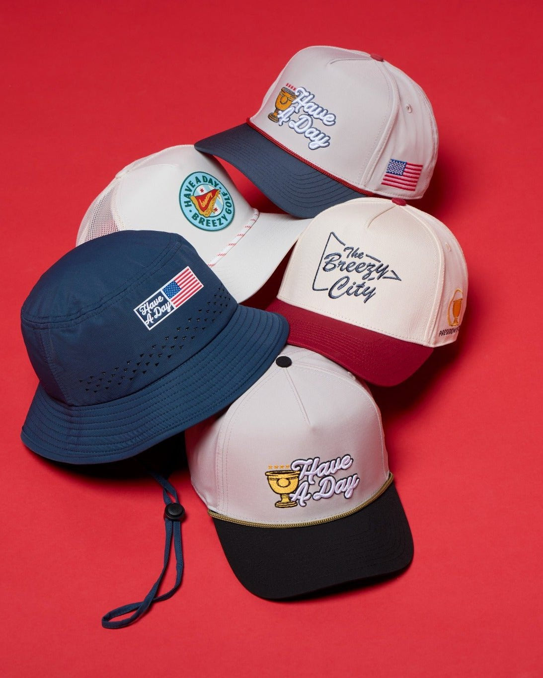 Have A Trophy Day USA Rope Hat Blue - Breezy Golf