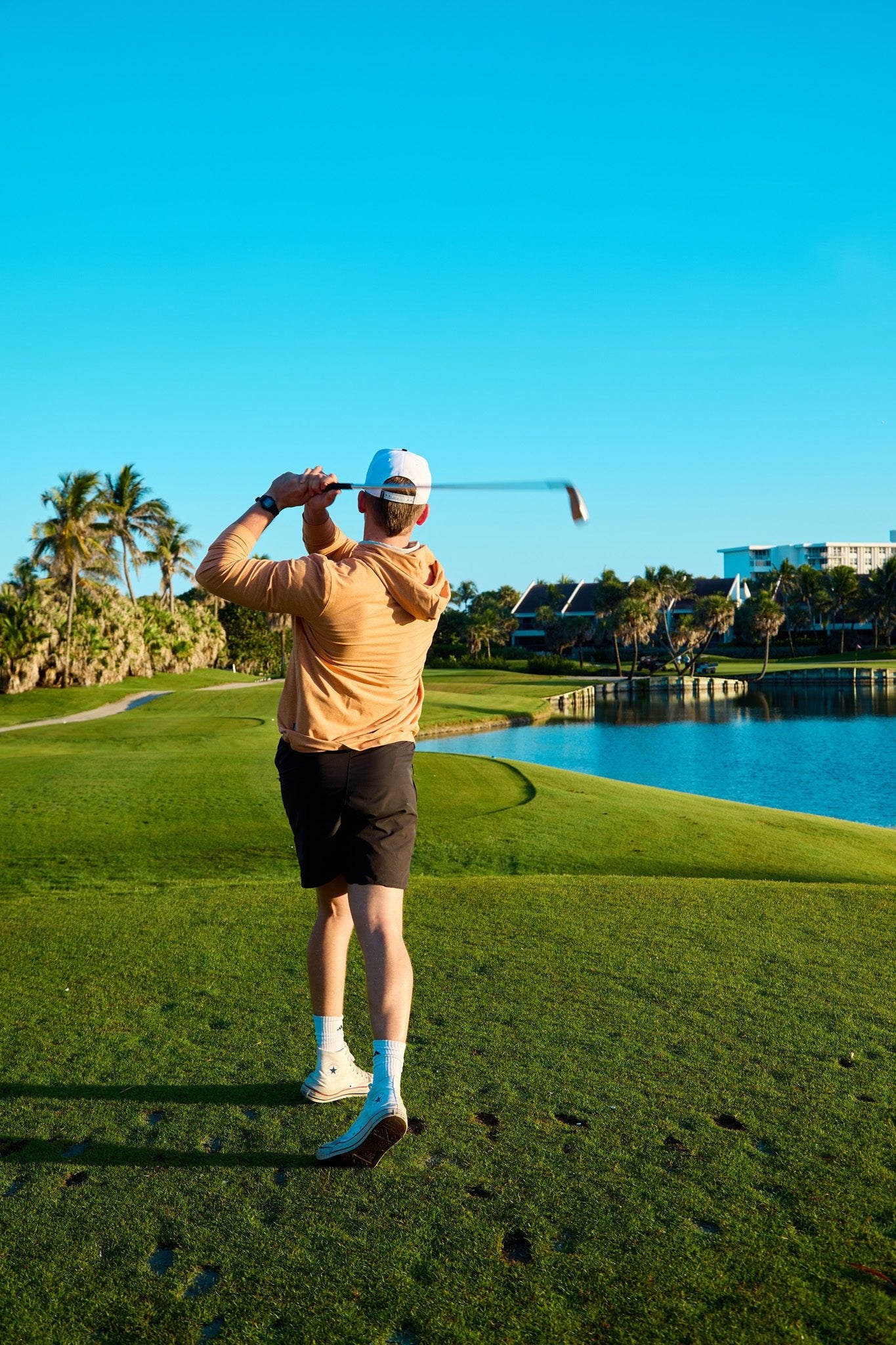 The Gimme Hoodie Horizon Orange | Breezy Golf | Performance Golf Apparel