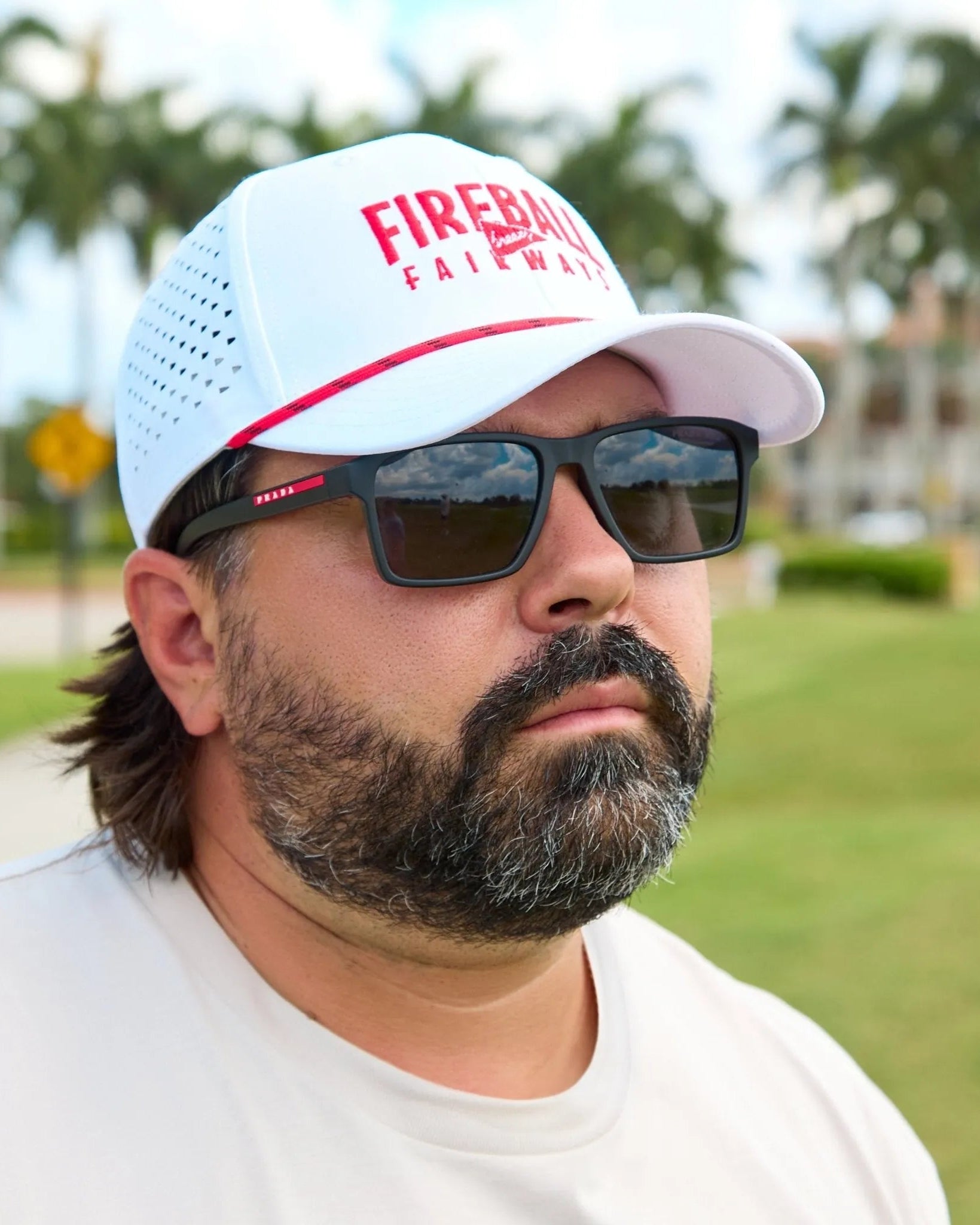 Fireball x Breezy Fireball Fairways Perforated White Hat - Breezy Golf