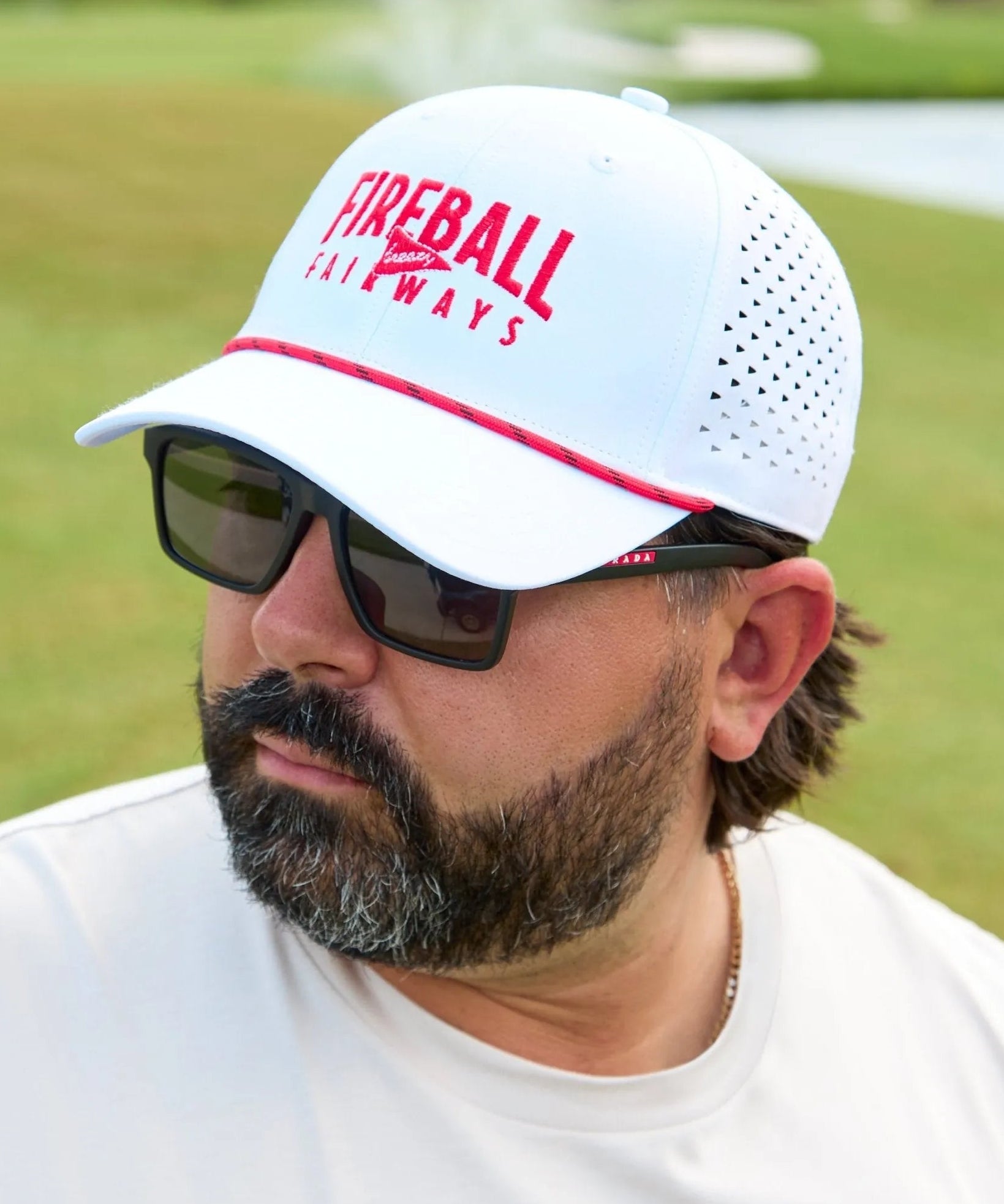 Fireball x Breezy Fireball Fairways Perforated White Hat - Breezy Golf