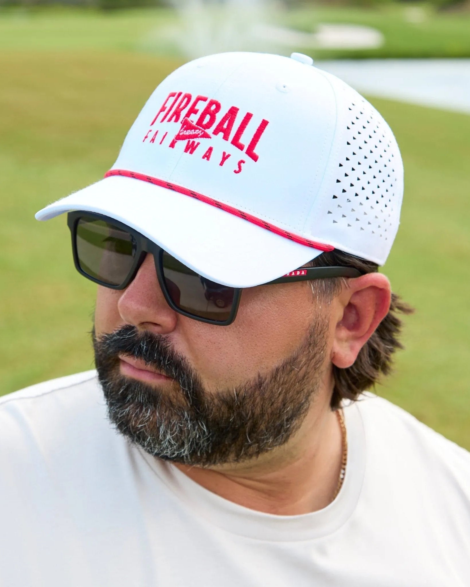 Fireball x Breezy Fireball Fairways Perforated White Hat - Breezy Golf