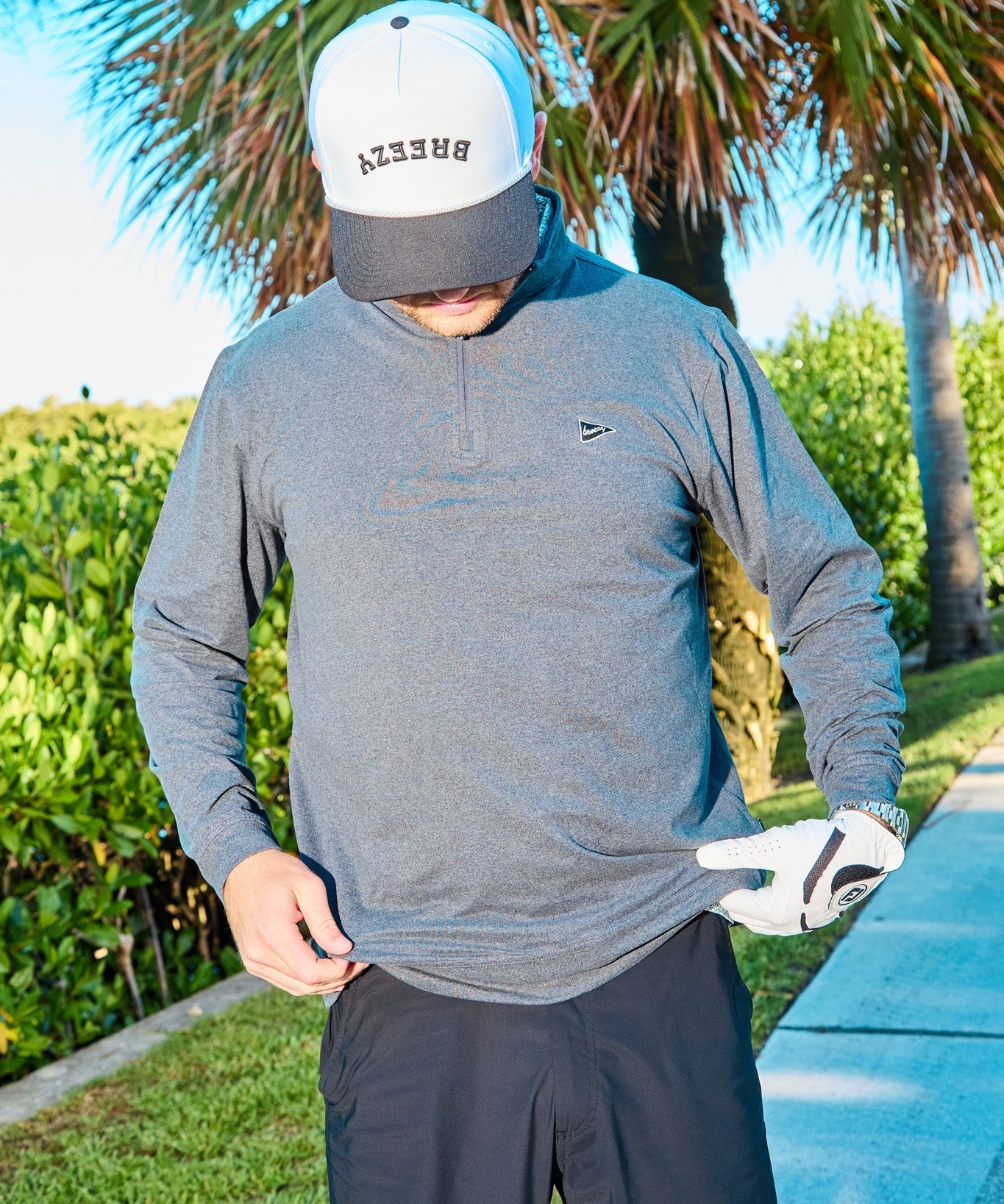 The Gimme Quarter - Zip Heather Black - Breezy Golf
