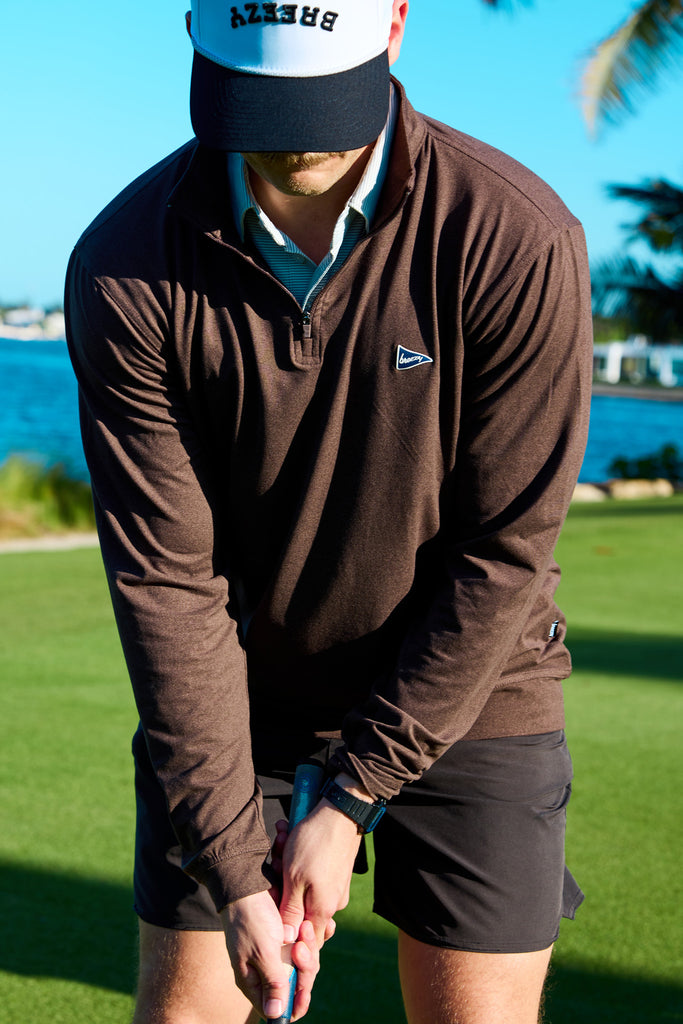 The Gimme Quarter-Zip Espresso Golf Outerwear | Breezy Golf