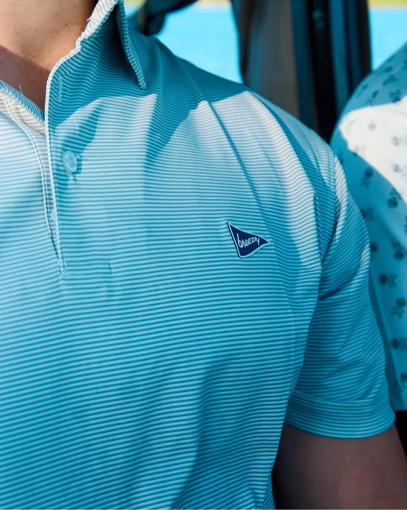 The Striped Grey & Dark Grey Polo - Breezy Golf