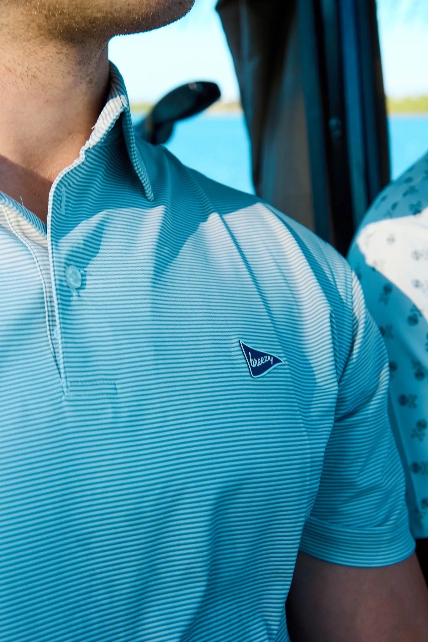 The Striped Grey & Dark Grey Polo | Breezy Golf | Performance Golf Apparel