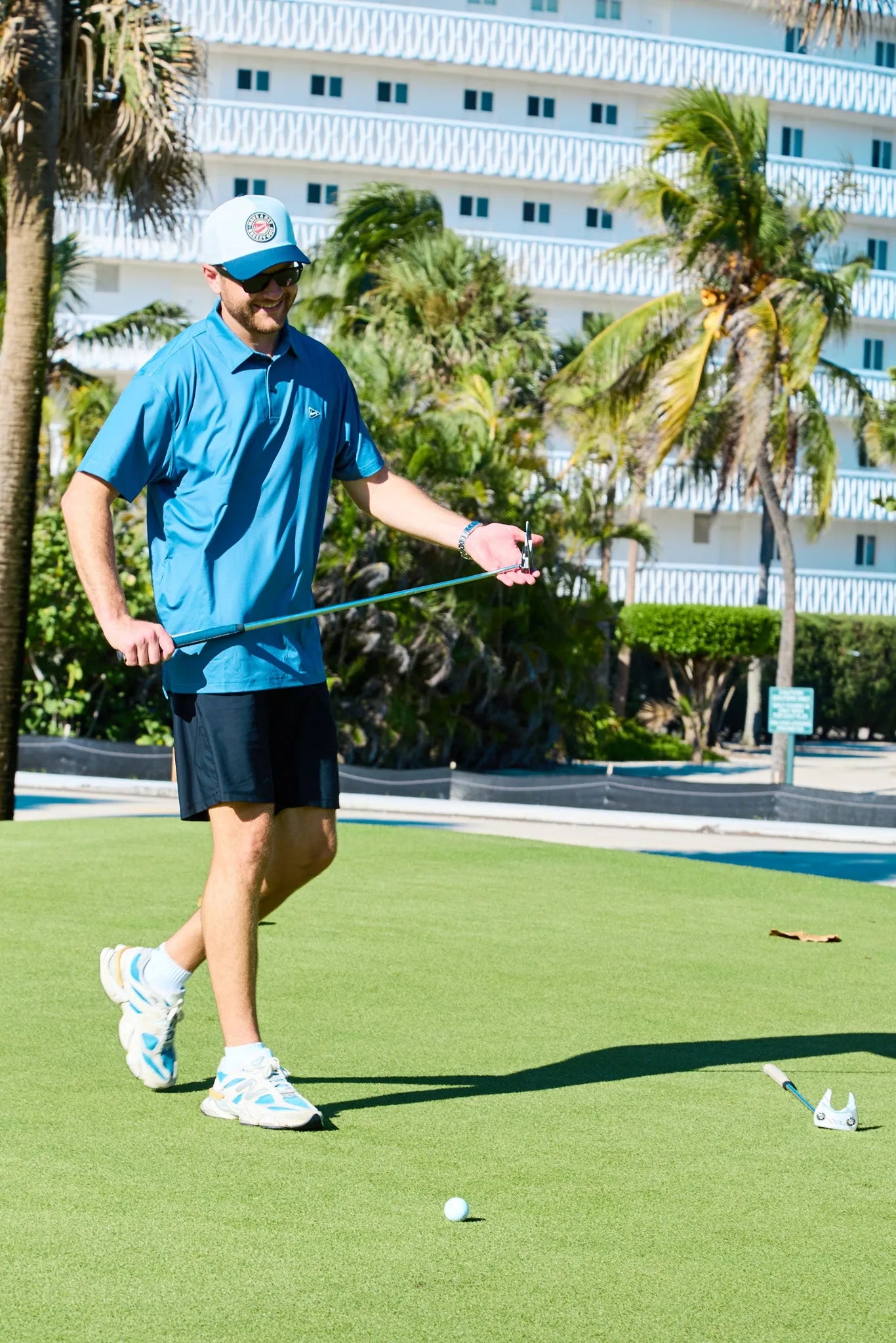 The Striped Navy & Blue Polo | Breezy Golf | Performance Golf Apparel
