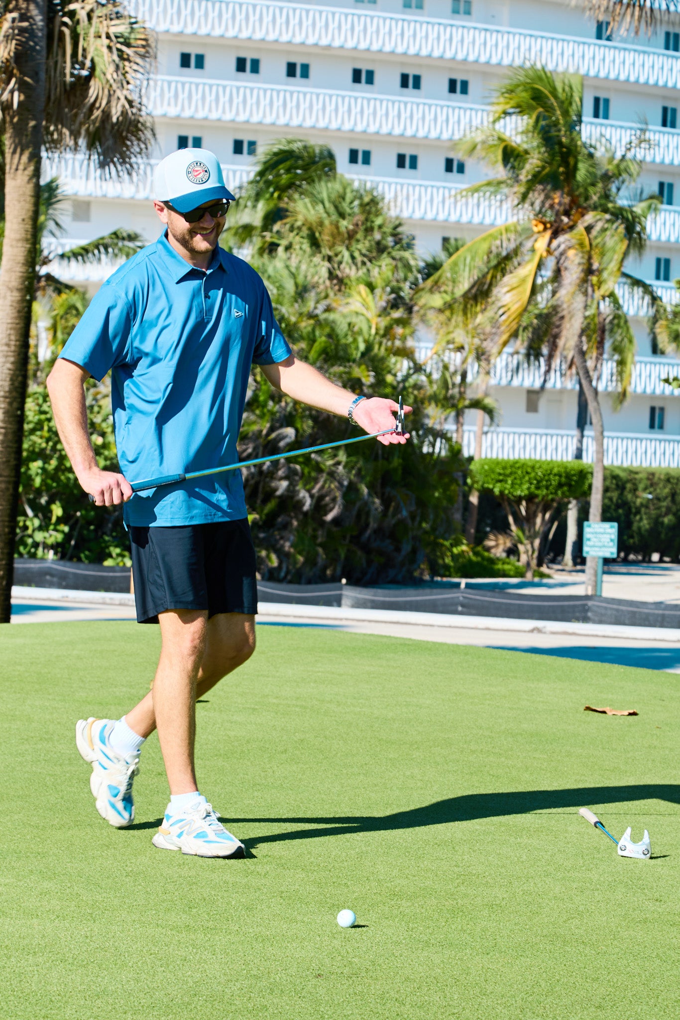 The Striped Navy & Blue Polo - Breezy Golf