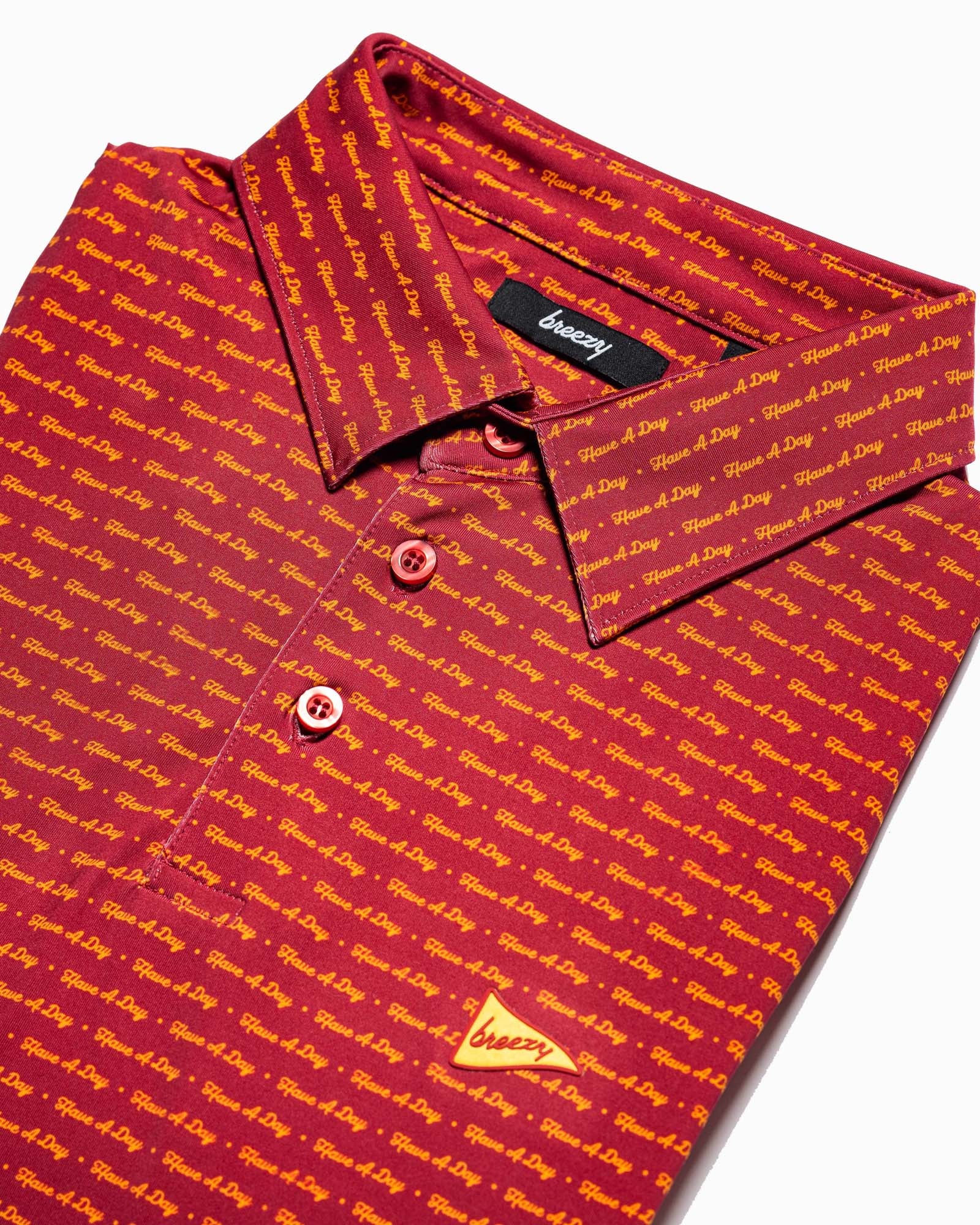 Breezy Have A Day Cardinal & Gold Polo 2XL
