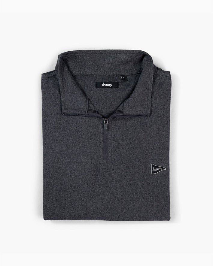 The Gimme Quarter-Zip Heather Black | Breezy Golf | Performance Golf Apparel