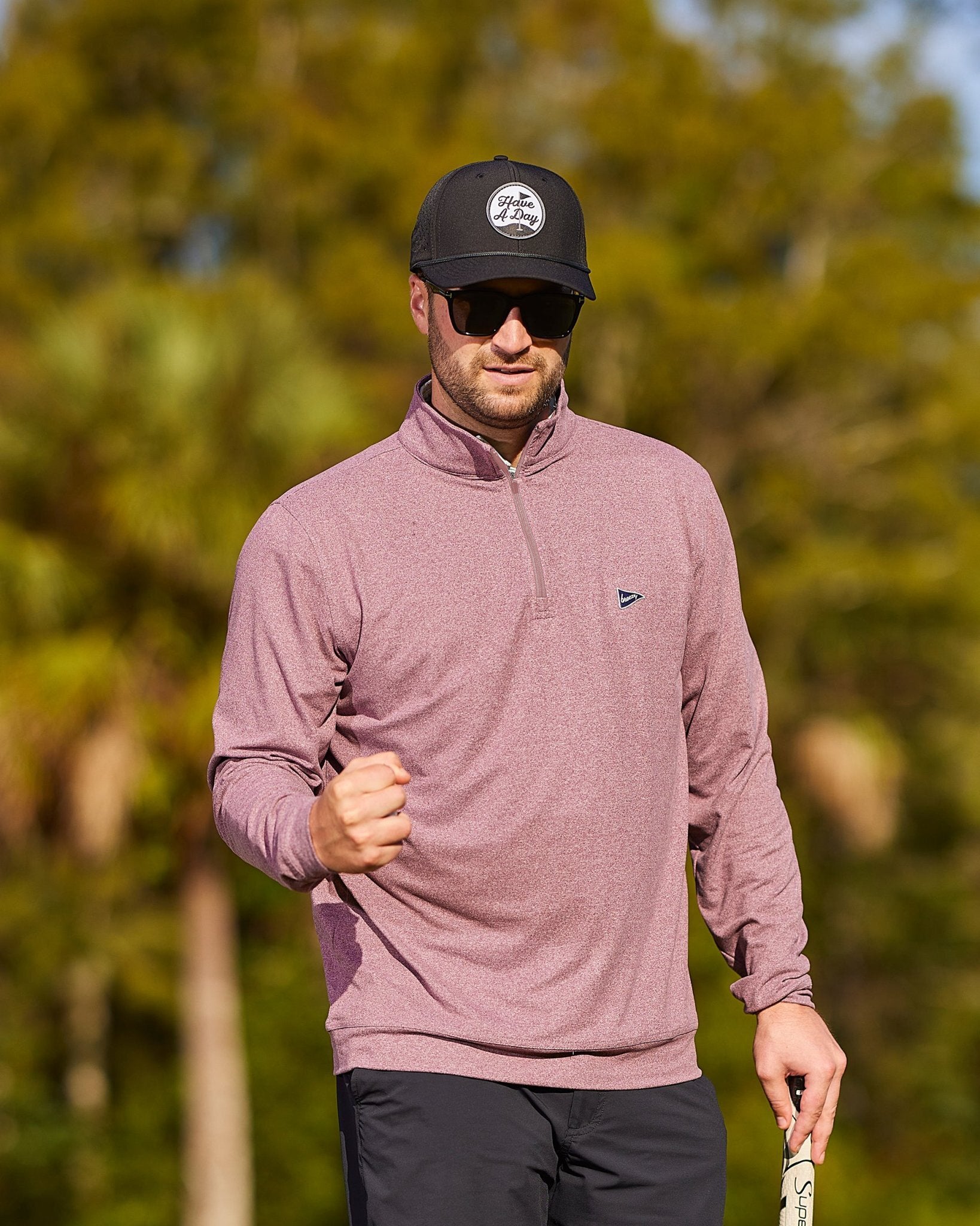 The Gimme Quarter-Zip - Berry | Breezy Golf | Performance Golf Apparel
