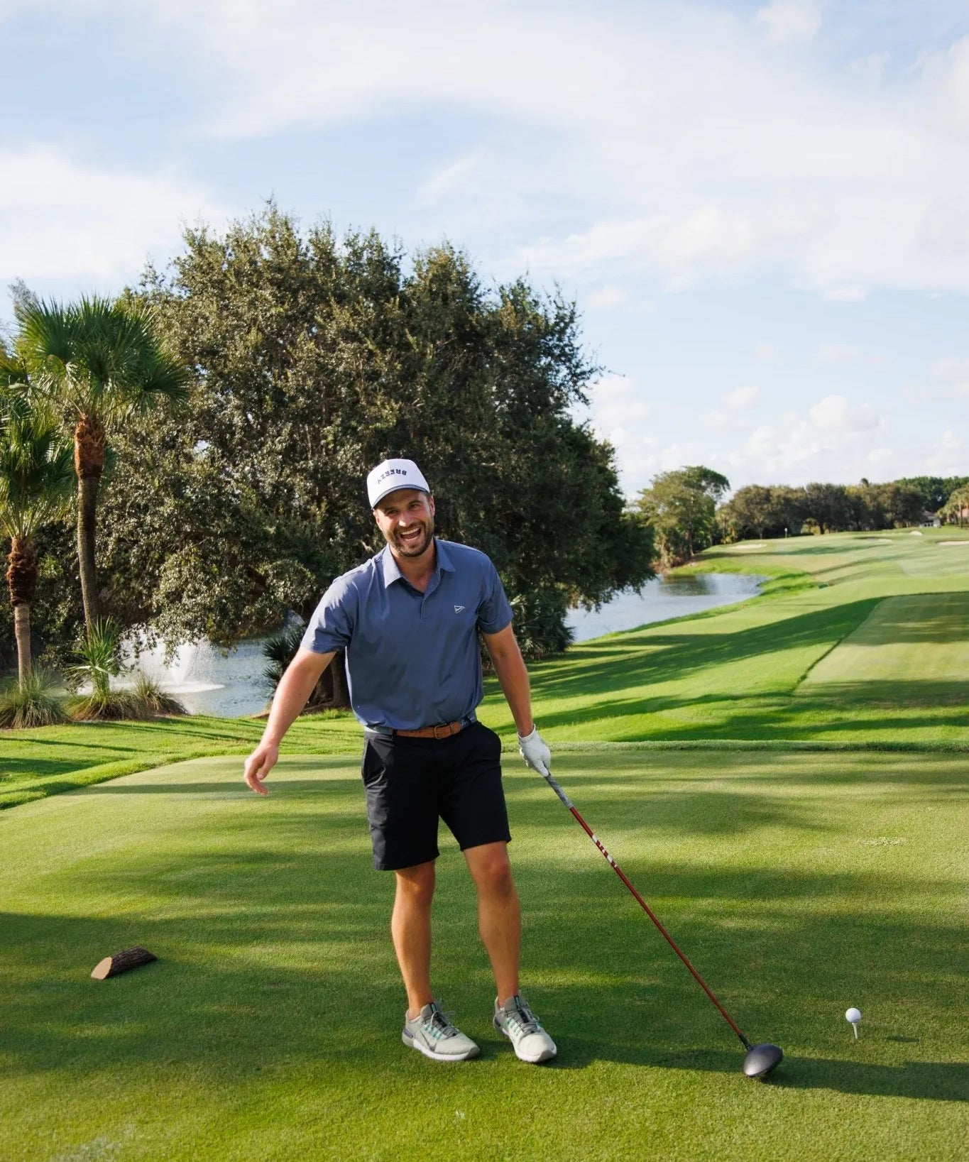 The Striped Navy & Blue Polo - Breezy Golf