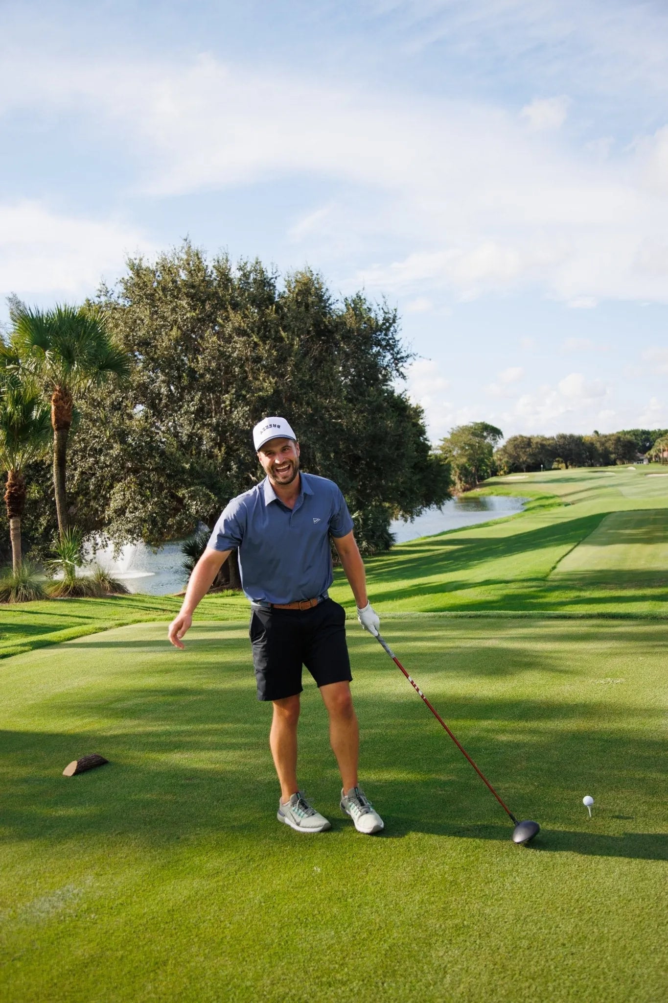 The Striped Navy & Blue Polo - Breezy Golf