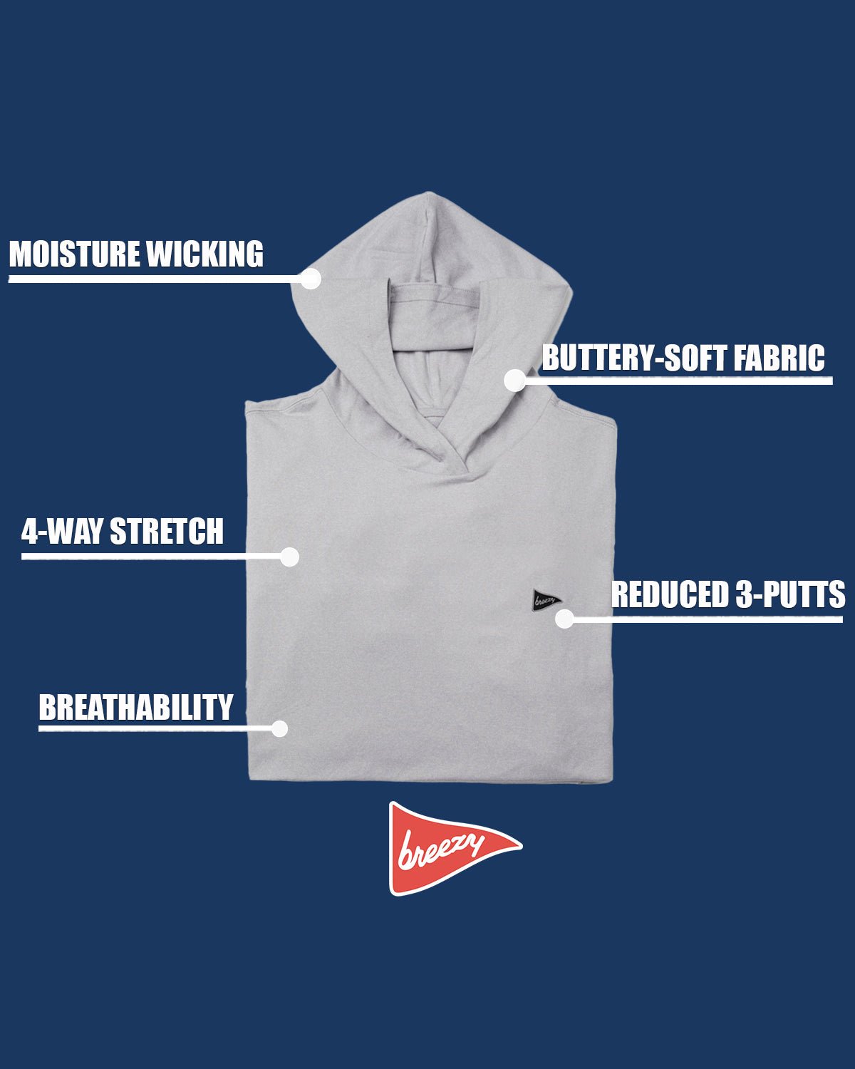 The Gimme Hoodie Gray | Breezy Golf | Performance Golf Apparel
