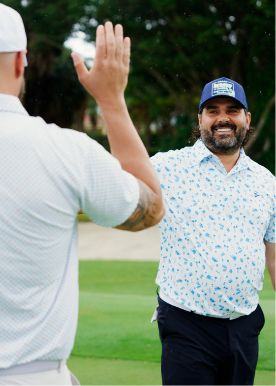 Golfer smiling on course