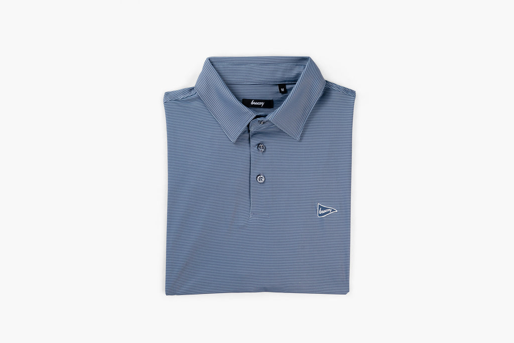 The Striped Navy & Blue Polo Shirt for Men | Breezy Golf