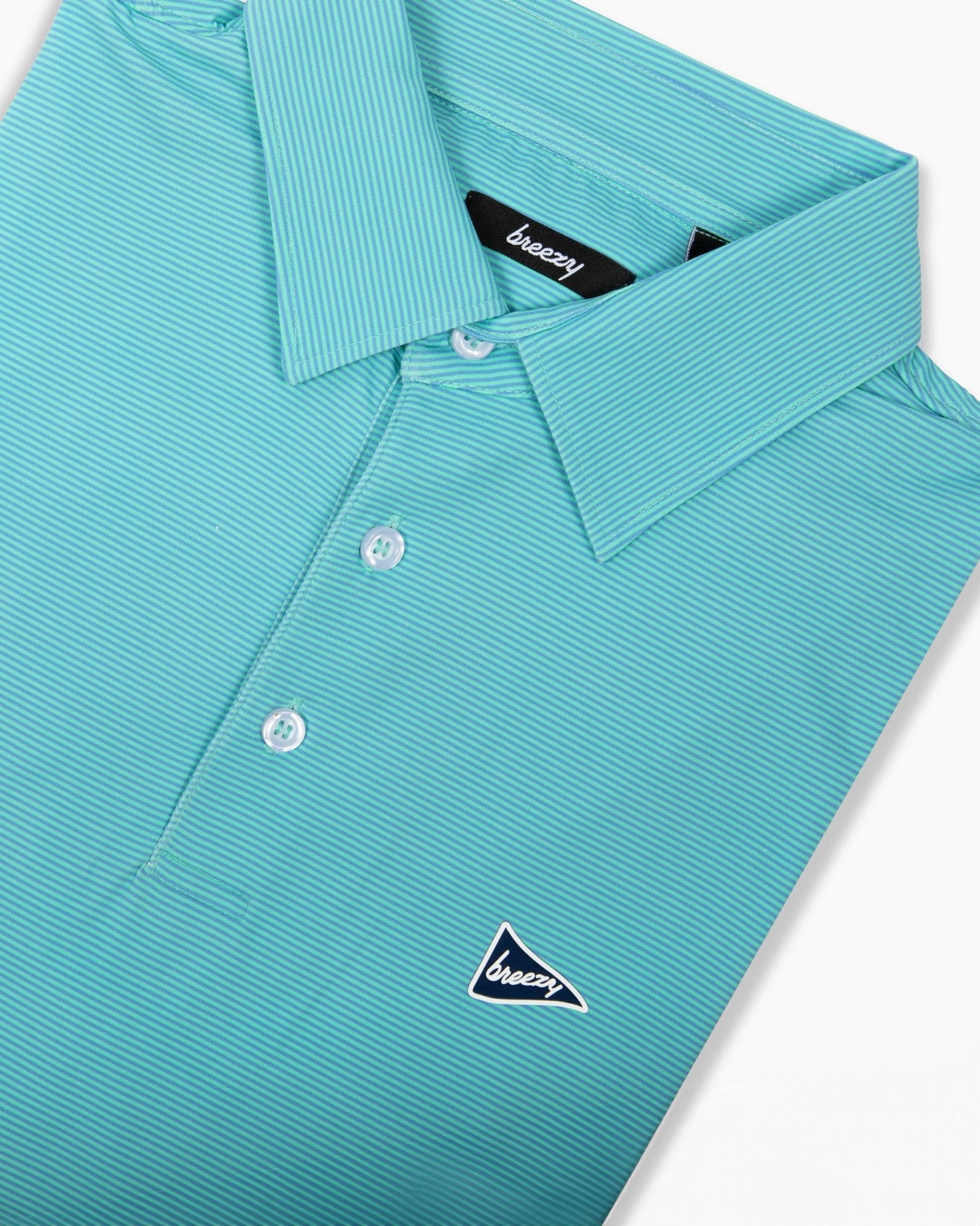 The Blue & Green Stripe Polo | Breezy Golf | Performance Golf Apparel