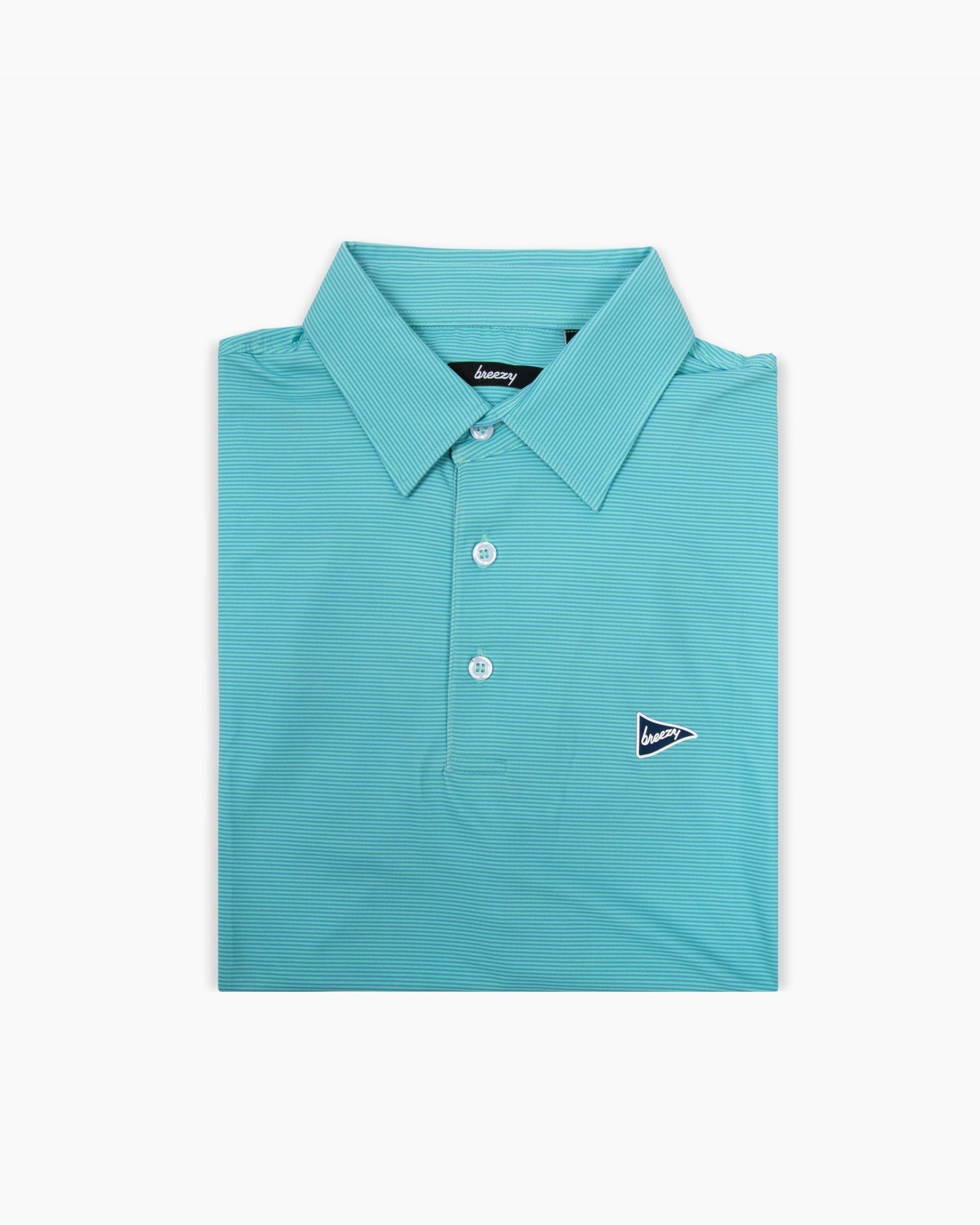 The Blue & Green Stripe Polo - Breezy Golf