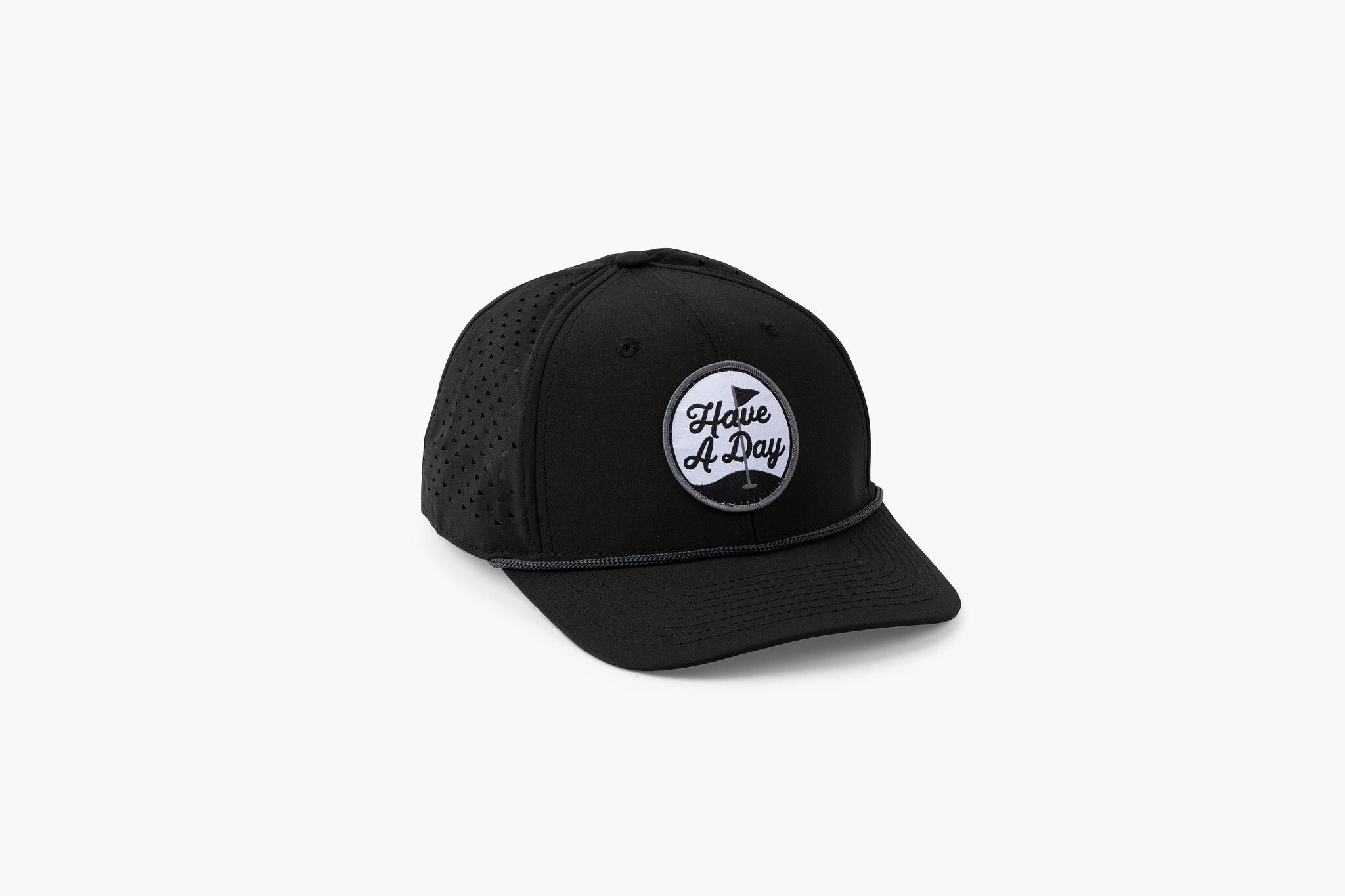 Have A Day Black Perforated Patch Hat | Breezy Golf | Performance Golf Apparel